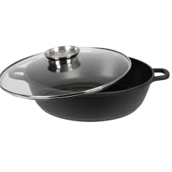 Aluguss-Servierpfanne Mit Glasdeckel Und Aromaknopf 32Cm