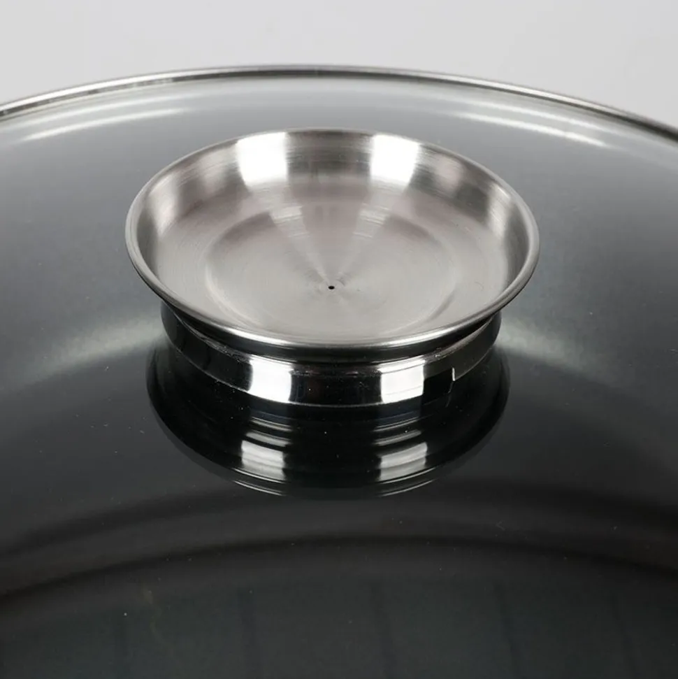Aluguss-Servierpfanne Mit Glasdeckel Und Aromaknopf 32Cm