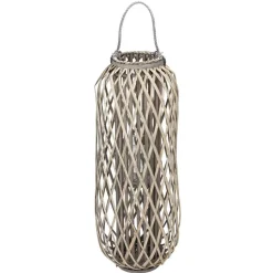 Bambuslaterne Mit Glaswindlicht 33X90Cm