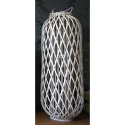 Bambuslaterne Mit Glaswindlicht 33X90Cm