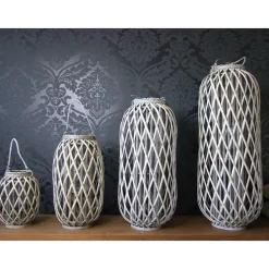 Bambuslaterne Mit Glaswindlicht 33X90Cm