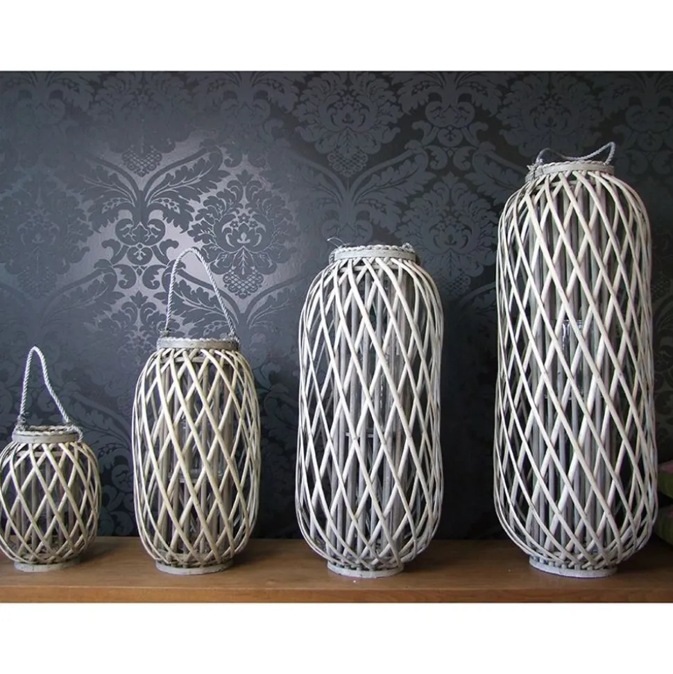 Bambuslaterne Mit Glaswindlicht 29X70Cm