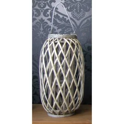 Bambuslaterne Mit Glaswindlicht 23X50Cm