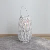Bambuslaterne Mit Glaswindlicht 28X50Cm White-Washed