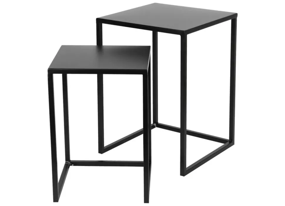 Beistelltische Aus Metall 2Er-Set Schwarz