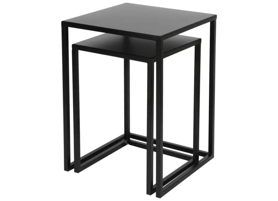 Beistelltische Aus Metall 2Er-Set Schwarz