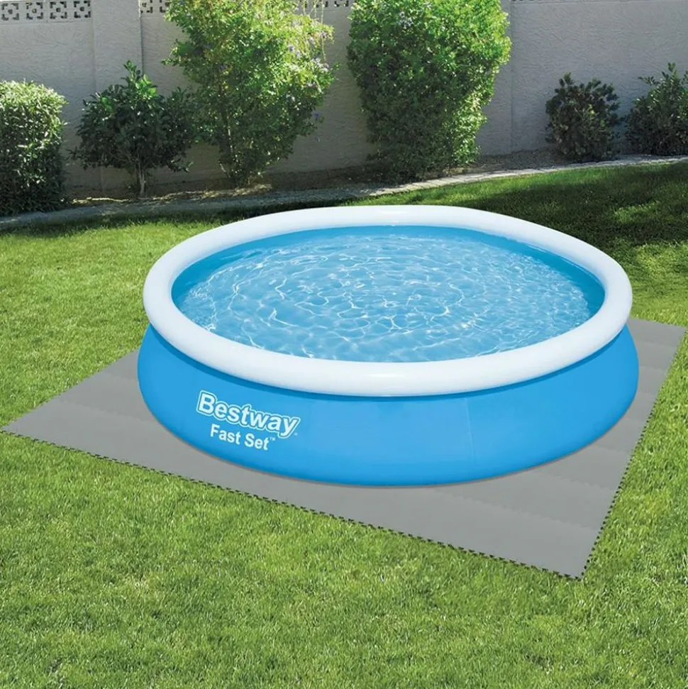 Bestway #58639 Bodenschutzplatten Fur Aufstellpools 50X50Cm 9Er-Set Grau