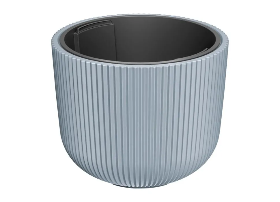 Blumentopf Milly Bauchig Rillendesign Mit Einsatz 39Cm Steingrau