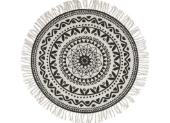Boho-Teppich Mit Fransen 90Cm Natur/Schwarz