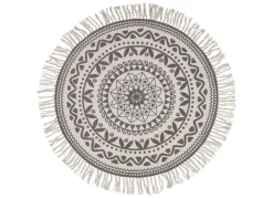 Boho-Teppich Mit Fransen 90Cm Natur/Grau