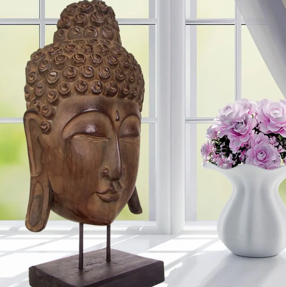 Buddha-Maske Aus Albesia-Holz 65Cm