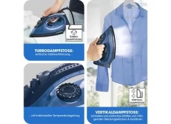 Cleanmaxx Dampfbugeleisen Mit Keramiksohle 2200W Blau/Dunkelblau