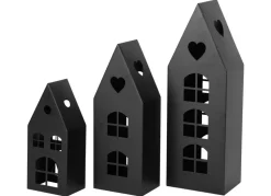 Dekohauser-Set Aus Metall 3-Teilig Schwarz