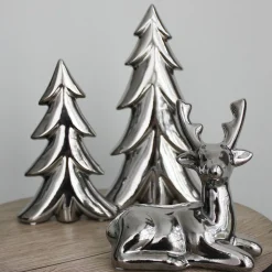 Deko-Hirsch 17X17X8Cm Hochglanzend Silber