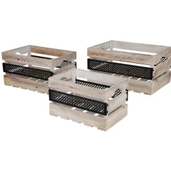 Deko-Holzboxen-Set Mit Metall 3-Teilig