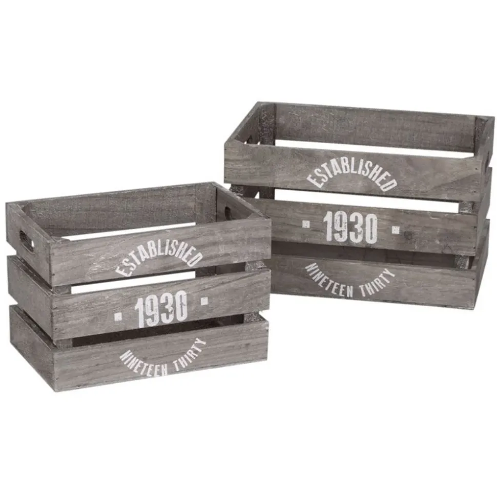 Deko-Holzkisten-Set Established 1930 2-Teilig