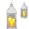 Deko-Laterne Mit 3 Led-Kerzen Und Timerfunktion Weis