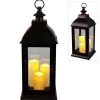 Deko-Laterne Mit 3 Led-Kerzen Und Timerfunktion Schwarz/Kupfer