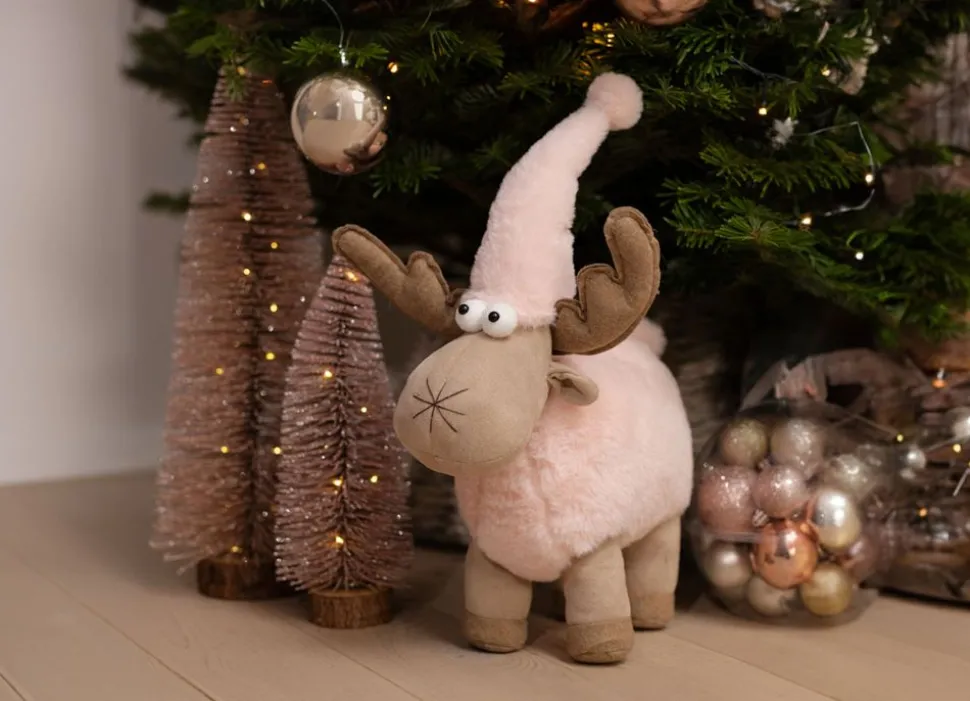 Deko-Rentier Mit Zipfelmutze 29X24X42Cm Rosa/Beige