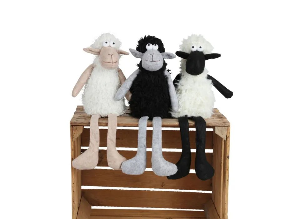 Deko-Schaf Kantenhocker 48Cm Grau/Schwarz