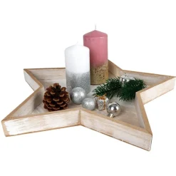 Dekotablett-Set Stern 2-Teilig Aus Holz Natur Im Used-Look