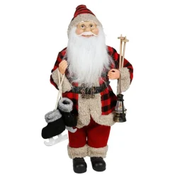 Deko-Weihnachtsmann 60Cm Rot/Schwarz Kariert