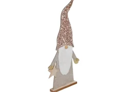 Deko-Wichtel Aus Holz Mit Pailletten-Zipfelmutze 84Cm Zartrosa