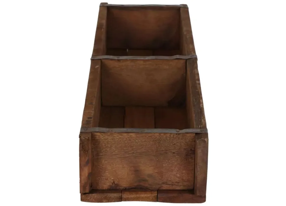 Doppel-Holzkiste In Ziegelform Used-Look 58X8,5X14Cm
