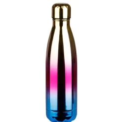 Edelstahl Isolierflasche Mit Farbverlauf Gold/Pink/Blau Glanzend 500Ml