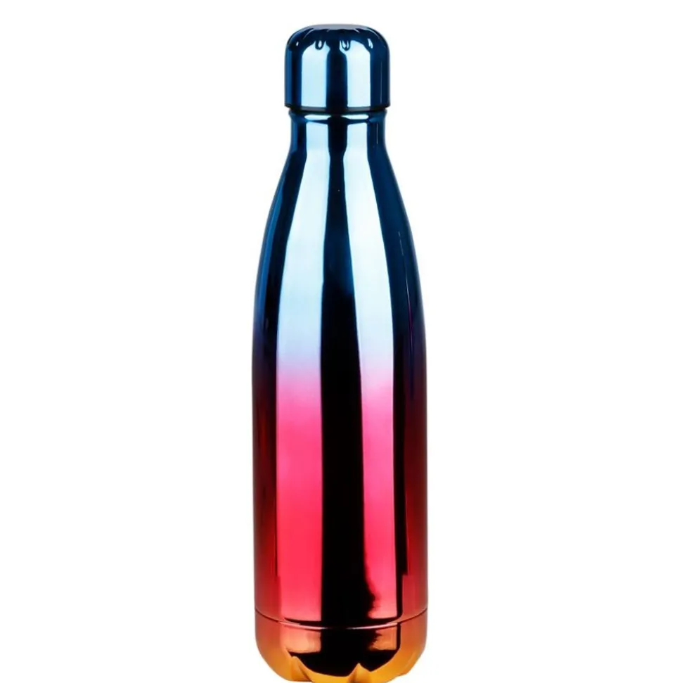 Edelstahl Isolierflasche Mit Farbverlauf Gold/Pink/Blau Glanzend 500Ml