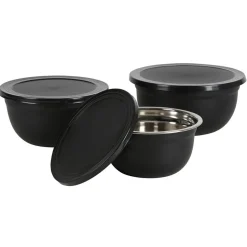 Edelstahl-Schussel-Set Mit Deckel Schwarz 3-Teilig