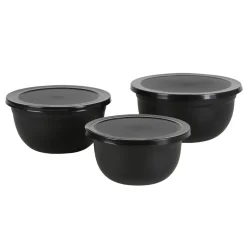Edelstahl-Schussel-Set Mit Deckel Schwarz 3-Teilig