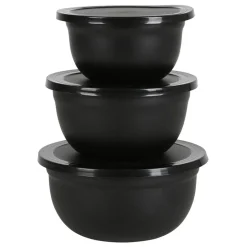 Edelstahl-Schussel-Set Mit Deckel Schwarz 3-Teilig