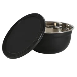 Edelstahl-Schussel-Set Mit Deckel Schwarz 3-Teilig