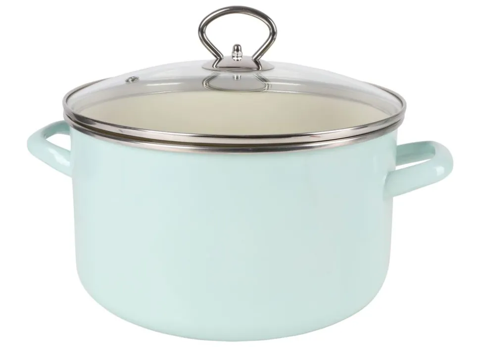 Emaille-Fleischtopf Mit Glasdeckel 16Cm Mint