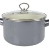 Emaille-Fleischtopf Mit Glasdeckel 24Cm Grau