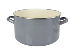 Emaille-Fleischtopf Mit Glasdeckel 24Cm Grau