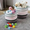 2Er-Set SeilKörbe Aus Baumwolle Gestreift Rosa
