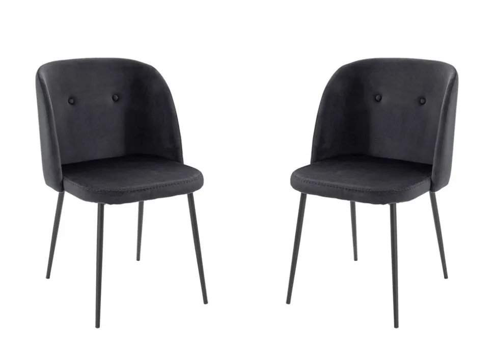 Esszimmerstuhle Aus Samt Mit Metallfusen 2Er-Set Schwarz