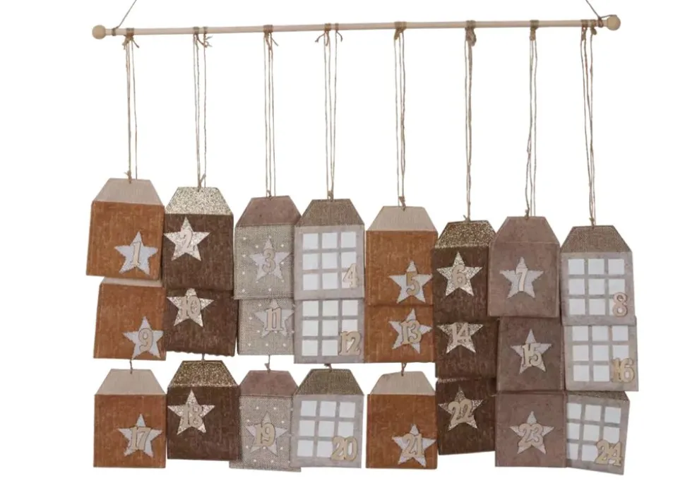 Filz-Adventskalender Hauser 72X107Cm Natur/Braun
