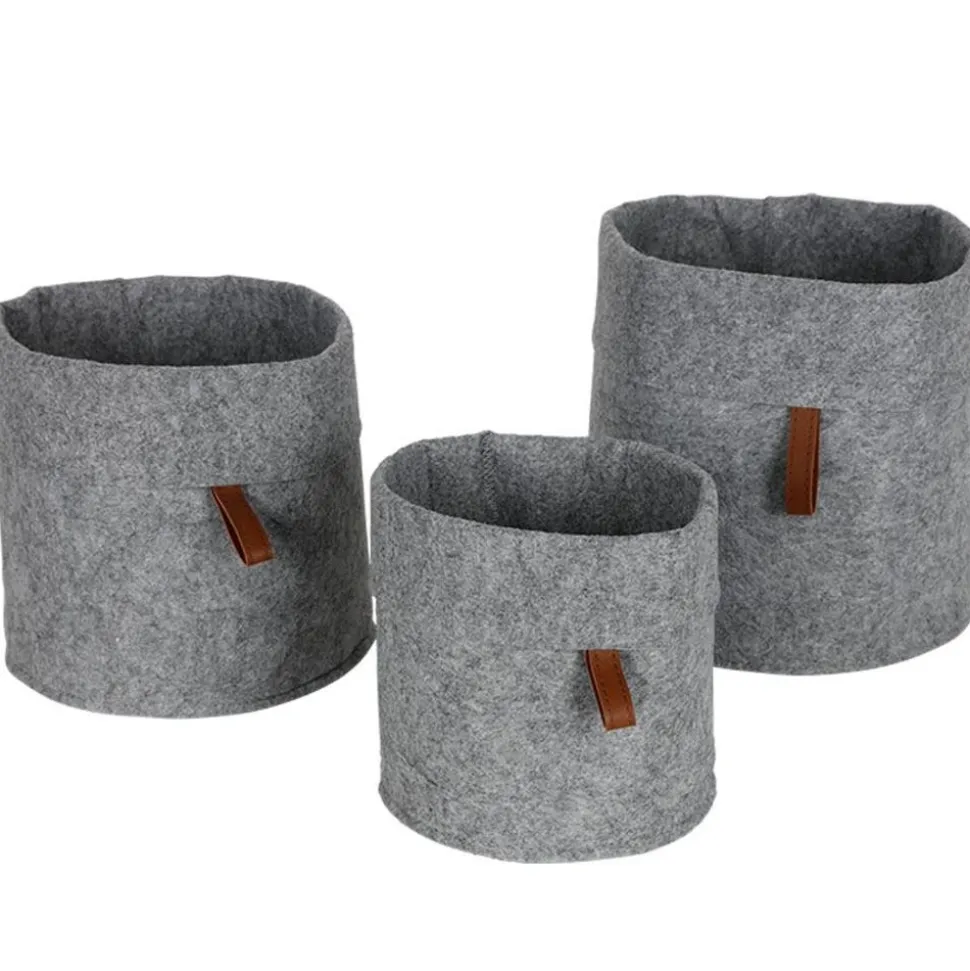Filz-AufbewahrungsKörbe Rund 3Er-Set Grau