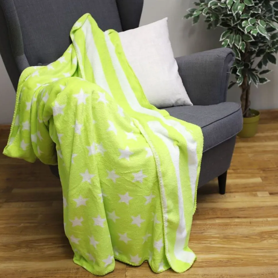 Flanell-Kuscheldecke Stars & Stripes 150X200Cm Neongelb