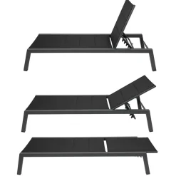 Gepolsterte Sonnenliege 190X70X95Cm Anthrazit/Schwarz