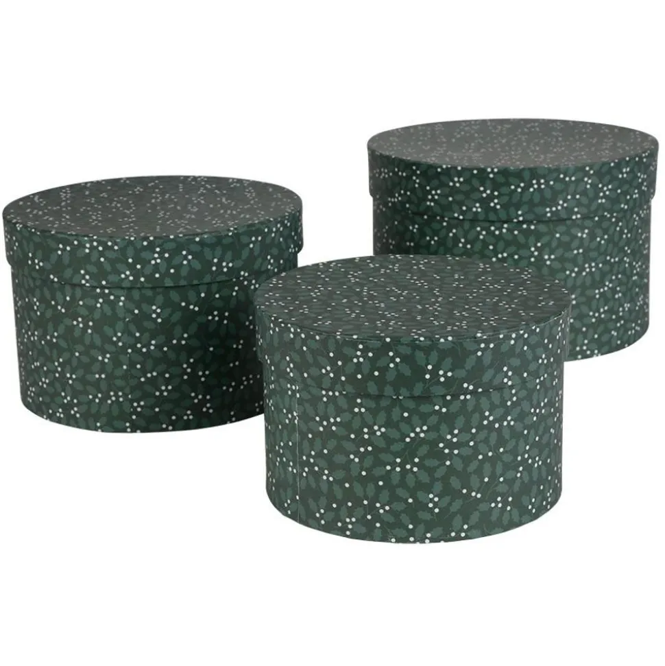 Geschenkboxen-Set Rund Ilex 3-Teilig