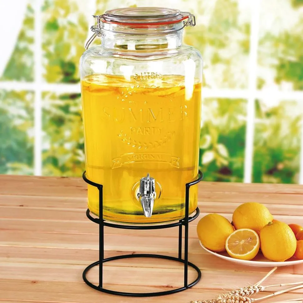 Getrankespender Aus Glas 5L Mit Metallstander