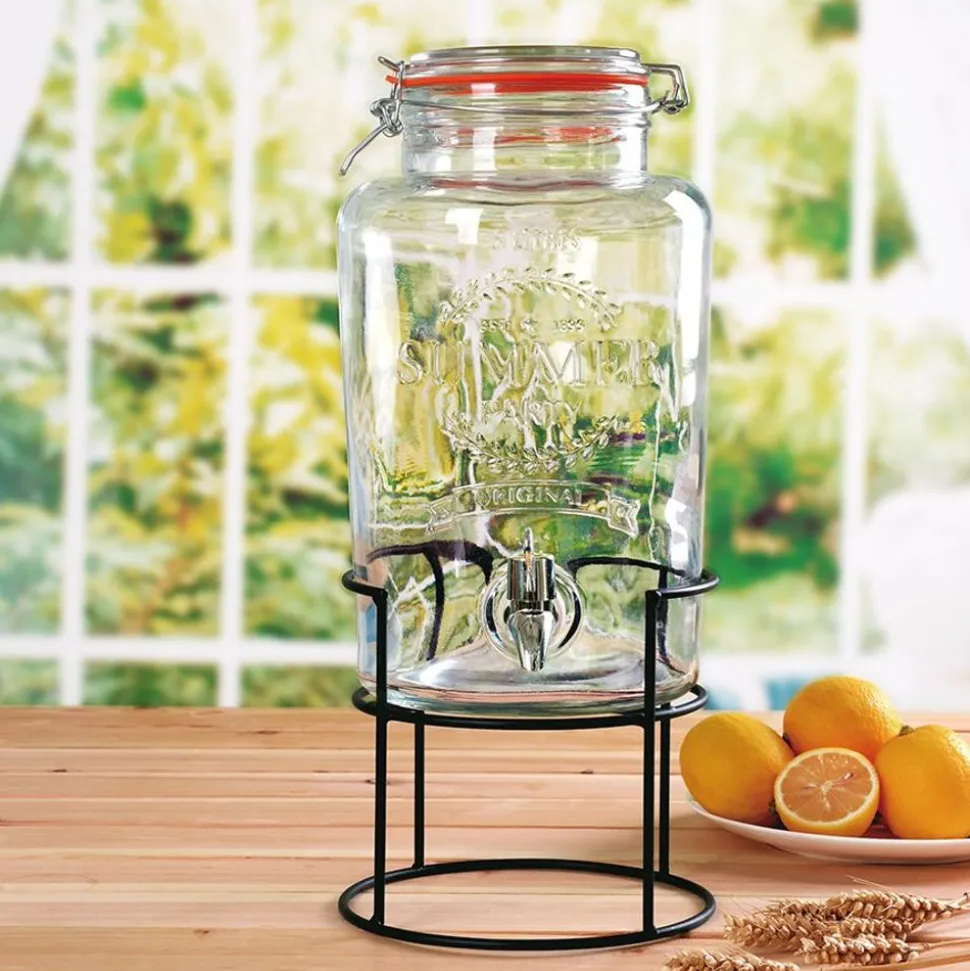 Getrankespender Aus Glas 5L Mit Metallstander