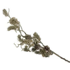 Glitzerzweig Mit Tannenzapfen Und Beeren 100Cm