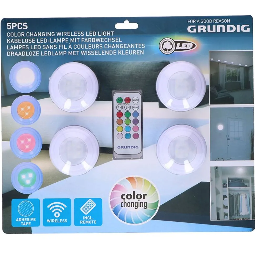 Grundig Led-Lampen Selbstklebend Mit Farbwechsler 4Er-Set