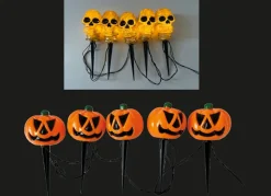 Halloween Led-Gartenstecker Mit Timer 5 Leds Warmweis