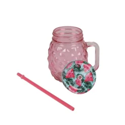 Henkelglas Ananas Mit Schraubdeckel Und Trinkhalm